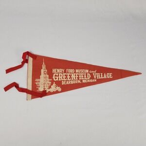 VTG Travel‎ Pennant 60s GREENFIELD VILLAGE & Henry Ford Museum Souvenir Felt 19"